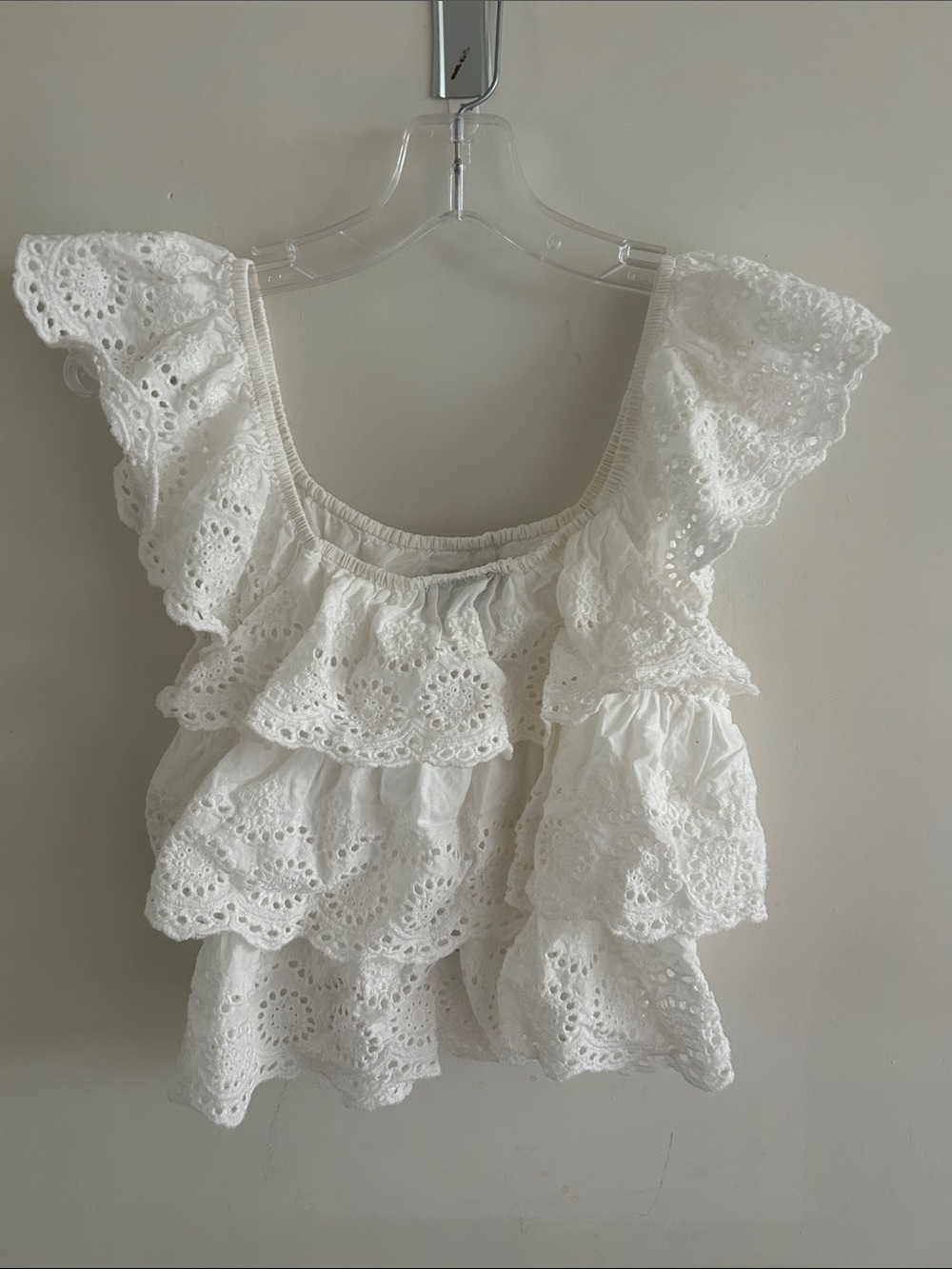 White Eyelet Ruffle Blouse - Women - Picture 2 of 2